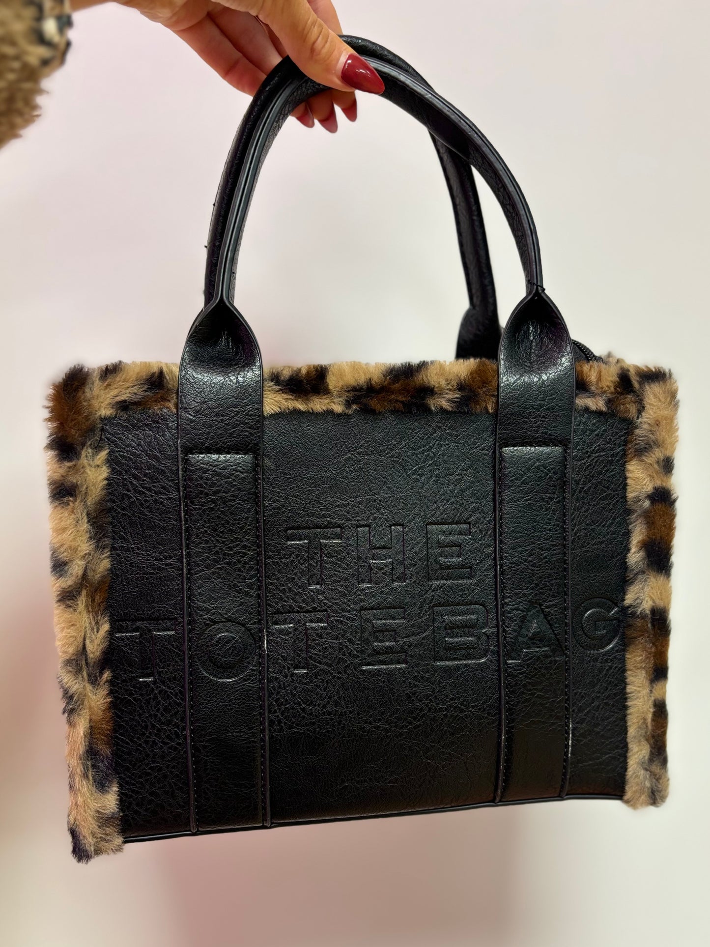 Small fur lined tote bag