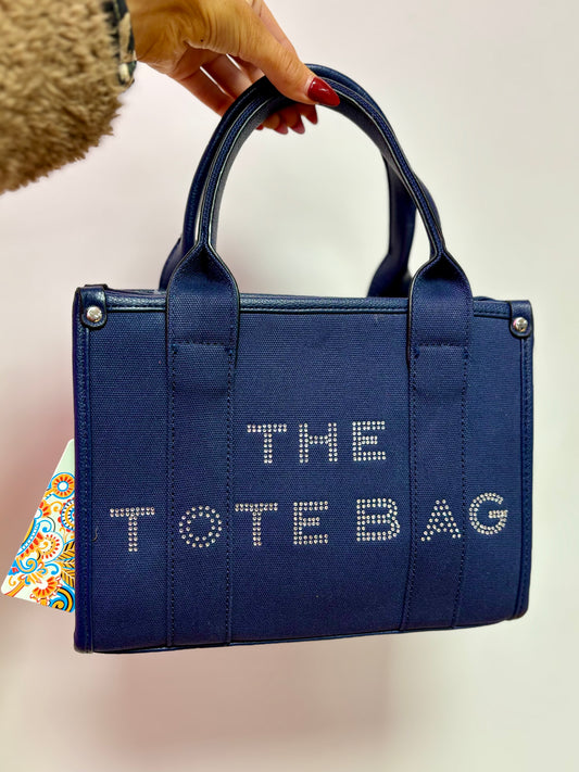 Small Diamonte tote bag in navy blue