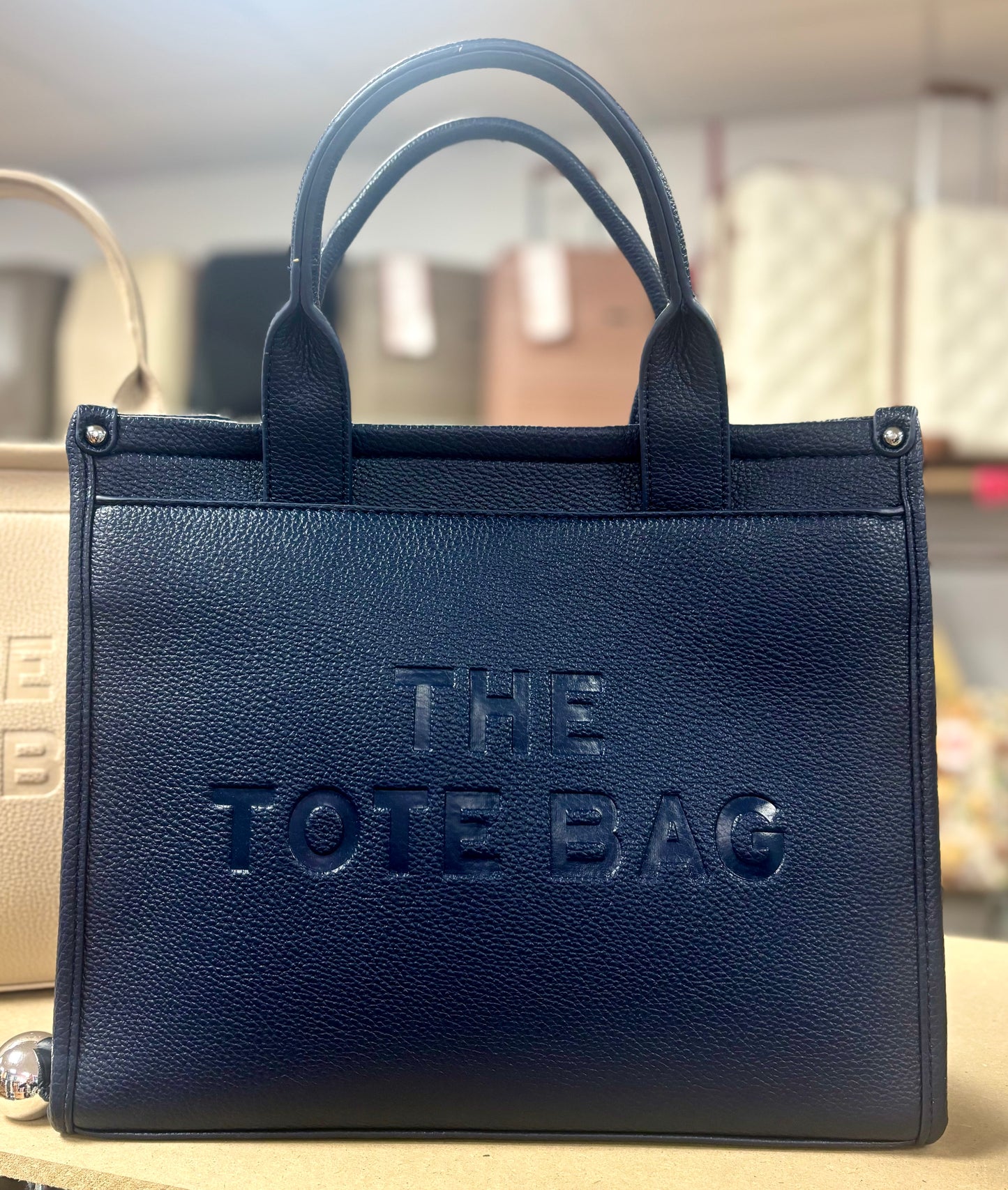 Large navy tote bag