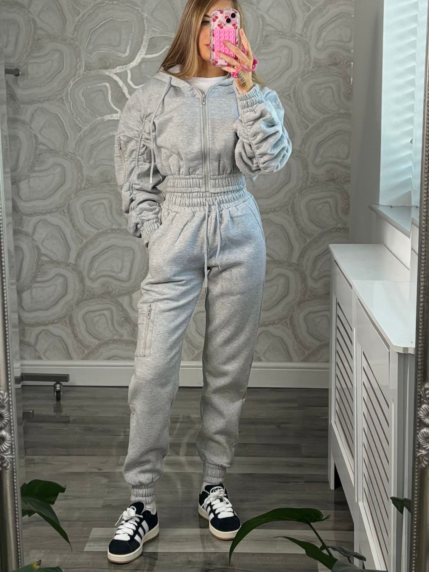 Ruched sleeve tracksuits